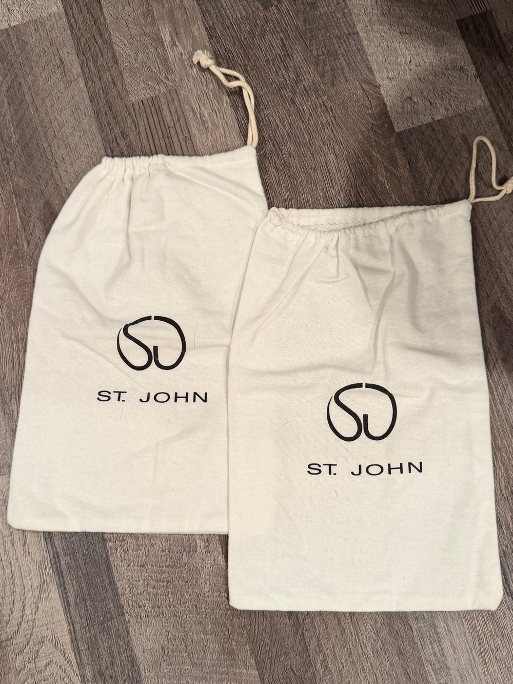 St. John Cream Drawstring Logo Dust Bags (Pair)